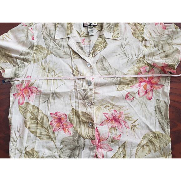 Caribbean Joe's Hawaiian Hibiscus Floral Print Short Sleeved Button Up Shirt - Picture 5 of 5